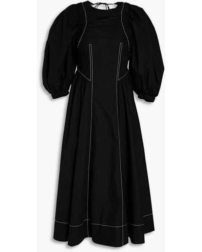 Rejina Pyo Open-back Cotton-poplin Midi Dress - Black