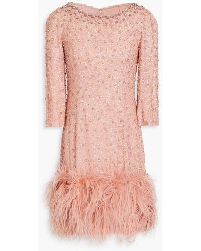 Jenny Packham Embellished Crepe Mini Dress - Pink
