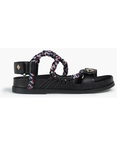 Sandro Helga Woven Leather And Cord Sandals - Black