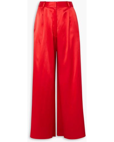 Michael Lo Sordo Belle Silk-satin Wide-leg Pants - Red