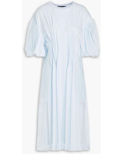 Simone Rocha Layered Pintucked Tulle And Cotton-jersey Dress - Blue