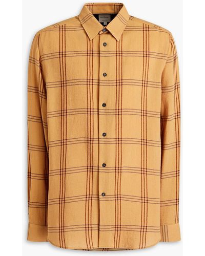 Paul Smith Checked Wool-blend Crepe Shirt - Yellow