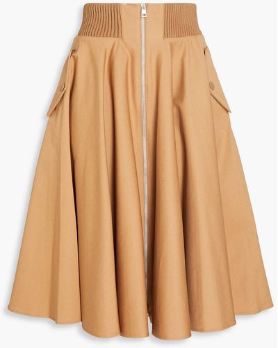 RED Valentino Pleated Cotton-blend Twill Skirt - Natural