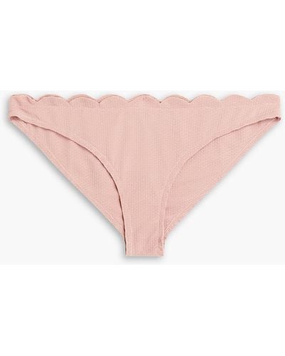 Marysia Swim Santa Barbara Textured Stretch-crepe Mid-rise Bikini Briefs - Pink