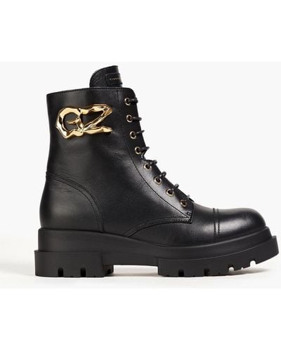 Giuseppe Zanotti Tankie Embellished Leather Combat Boots - Black