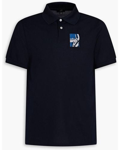 Dunhill Appliquéd Cotton-piqué Polo Shirt - Blue