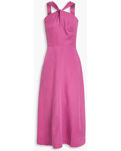 Casa Raki Rebeca Twisted Cupro Midi Dress - Pink
