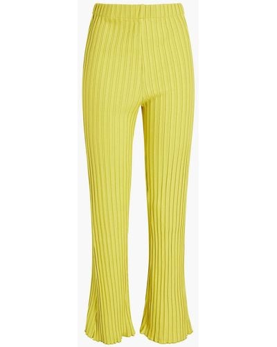 Simon Miller Cyrene Ribbed Modal-blend Bootcut Trousers - Green