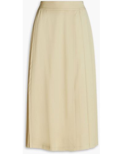 LVIR Pleated Twill Midi Skirt - Natural