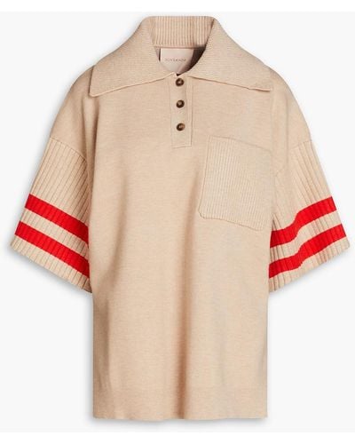 ROKSANDA Hollis Oversized Two-tone Striped Knitted Polo Jumper - Natural