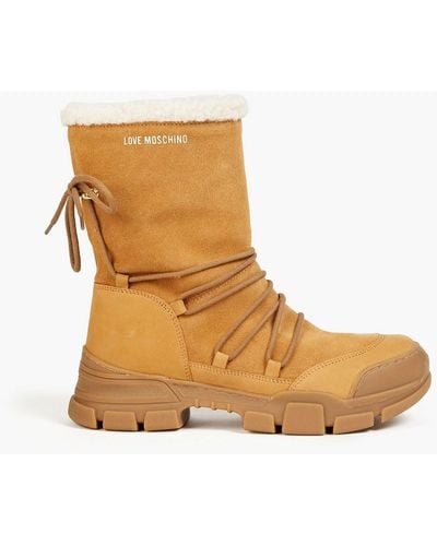Love Moschino Nubuck And Suede Ankle Boots - Brown
