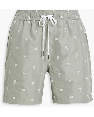 Onia Charles Mid-length Embroidered Swim Shorts - Gray