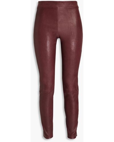 Theory Stretch-leather leggings - Red