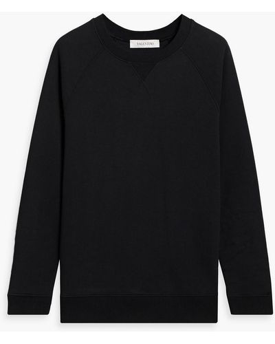 Valentino Appliquéd French Cotton-terry Sweatshirt - Black