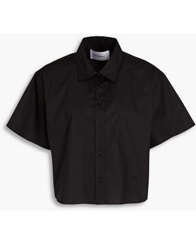FRAME Cropped Cotton-poplin Shirt - Black