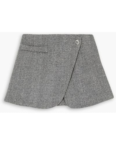 Coperni Herringbone Wool-blend Tweed Mini Wrap Skirt - Grey