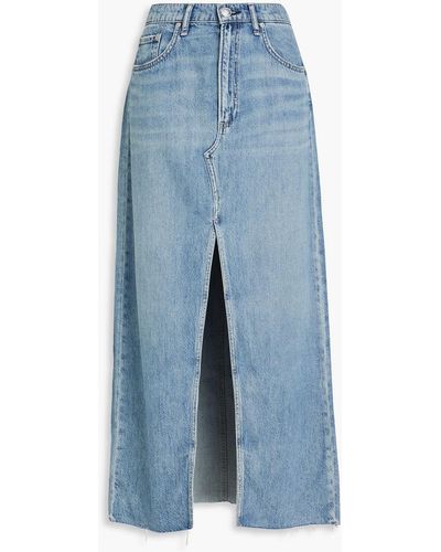 Rag & Bone Avery Frayed Denim Maxi Skirt - Blue