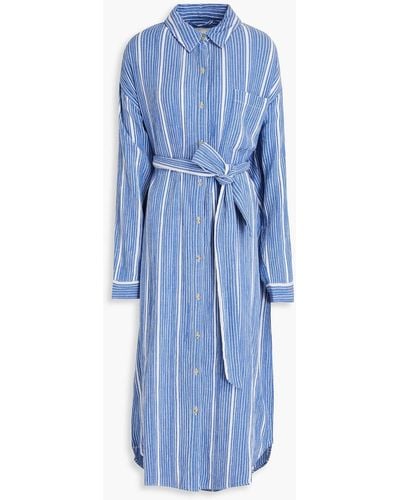 Mara Hoffman Sylvia Belted Striped Cotton-gauze Shirt Dress - Blue