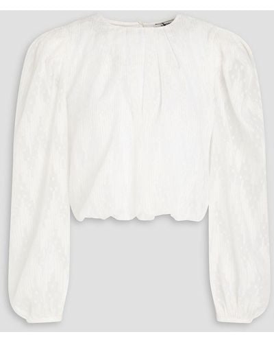 Sandro Eudela cropped bluse mit eingewebten punkten in metallic-optik - Weiß