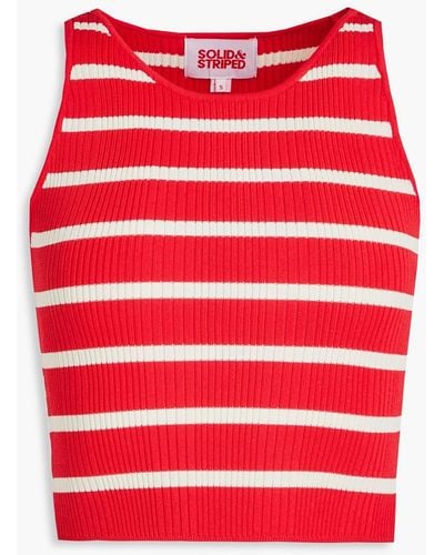 Solid & Striped The Carson Striped Ribbed-knit Top - Red