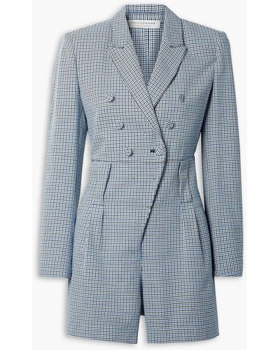 Philosophy Di Lorenzo Serafini Double-breasted Houndstooth Cotton Playsuit - Blue
