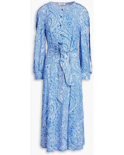 Rodebjer Alice Belted Printed Midi Shirt Dress - Blue