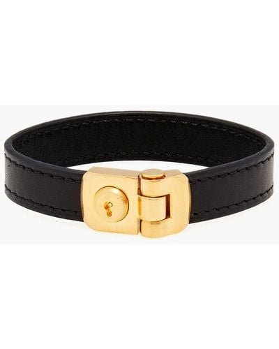 Dunhill Leather And Gold-tone Bracelet - Black