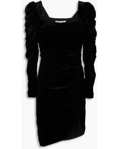 Veronica Beard Toki Ruched Crushed-velvet Mini Dress - Black