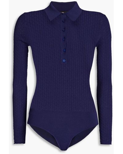 Maje Pointelle-knit Bodysuit - Blue