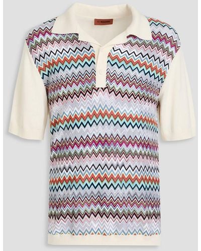 Missoni Cotton And Silk-blend Panelled Jacquard-knit Polo Shirt - Grey