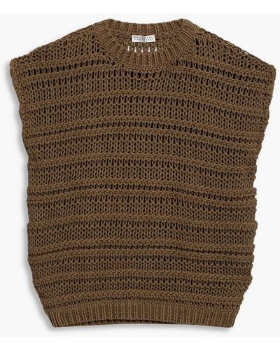 Brunello Cucinelli Open-knit Cotton-blend Jumper - Multicolour