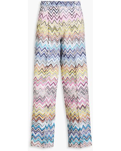 Missoni Crochet-knit Cotton-blend Straight-leg Trousers - Blue