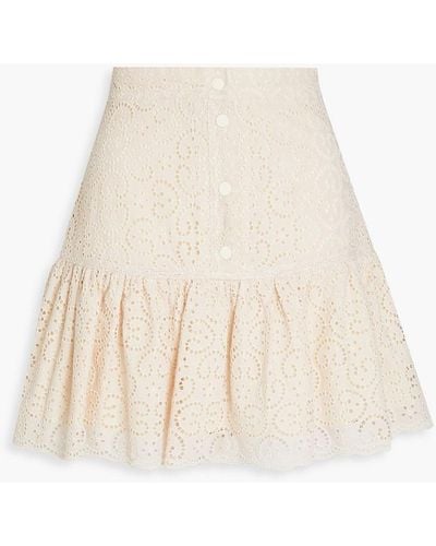 Sandro Claudelle Ruffled Broderie Anglaise Cotton Mini Skirt - Natural