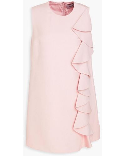 Valentino Garavani Ruffled Wool And Silk-blend Crepe Mini Dress - Pink