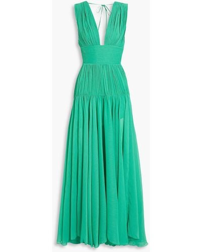 Maria Lucia Hohan Mimi Pintucked Georgette Gown - Green