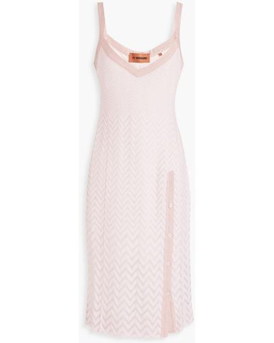 Missoni Button-detailed Crochet-knit Cotton-blend Dress - Pink