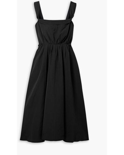 Brock Collection Patti Belted Cotton, Linen And Silk-blend Midi Dress - Black