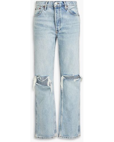 RE/DONE 90s Distressed High-rise Straight-leg Jeans - Blue