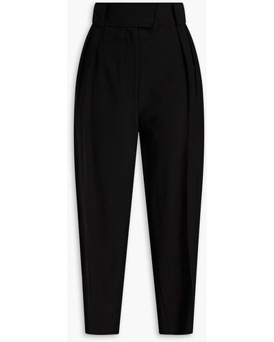 Ba&sh Baphir Cropped Pleated Twill Tapered Pants - Black