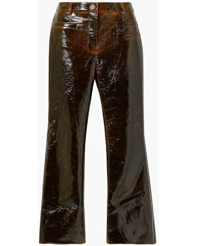 Rejina Pyo Maeve Cropped Coated Wool-blend Flared Trousers - Brown