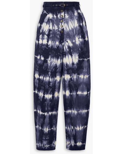 Ulla Johnson Apollo Belted Tie-dyed High-rise Tapered Jeans - Blue