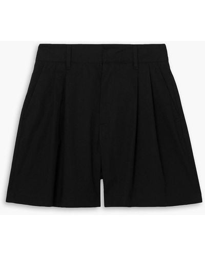 RED Valentino Pleated Stretch-cotton Poplin Shorts - Black