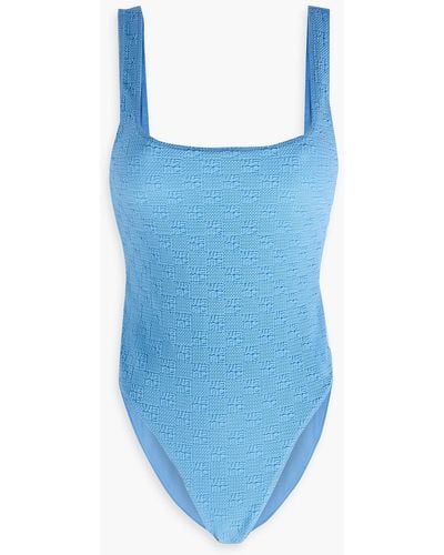 T By Alexander Wang Stretch-jacquard Swimsuit - Blue