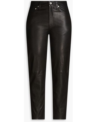 Rag & Bone Cropped-karottenhose aus leder - Schwarz