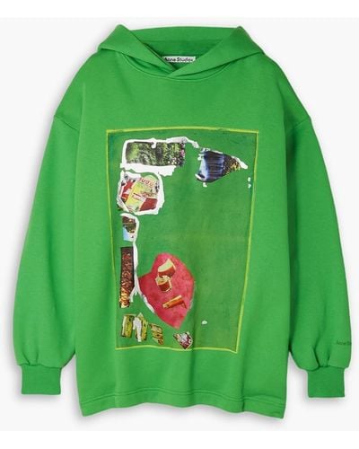 Acne Studios Martin Laborde Oversized Printed French Cotton-terry Hoodie - Green