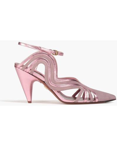 Zimmermann Wave Suede And Metallic Leather Court Shoes - Pink