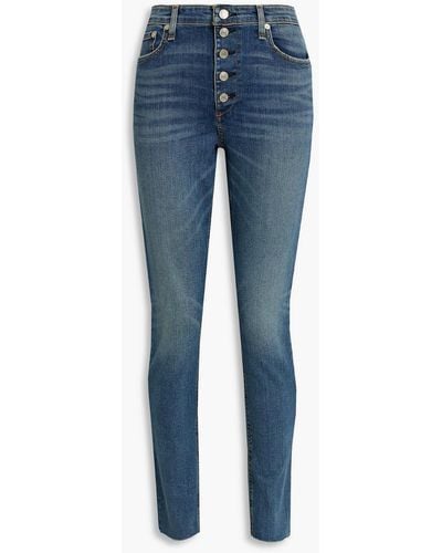 Rag & Bone Nina Frayed High-rise Skinny Jeans - Blue