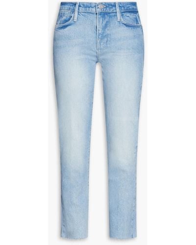 FRAME Le High Straight Cropped High-rise Straight-leg Jeans - Blue