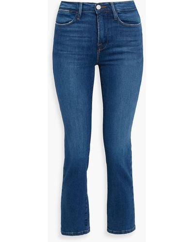 FRAME Le high straight halbhohe jeans mit geradem bein in distressed-optik - Blau