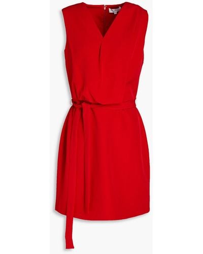Halston Aisha Pleated Stretch-crepe Mini Dress - Red